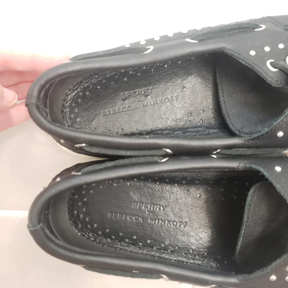 Sperry Rebecca Minkoff Black Studded Loafers Size 9 - Picture 9 of 11